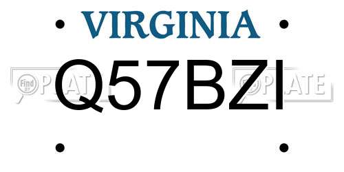 Q57BZI Virginia License Plate