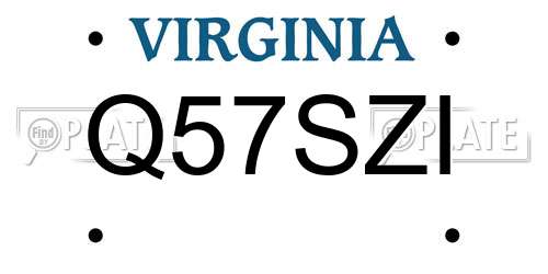 Q57SZI Virginia License Plate