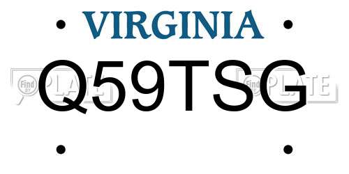Q59TSG Virginia License Plate