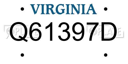 Q61397D Virginia License Plate