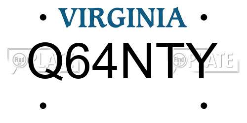 Q64NTY Virginia License Plate