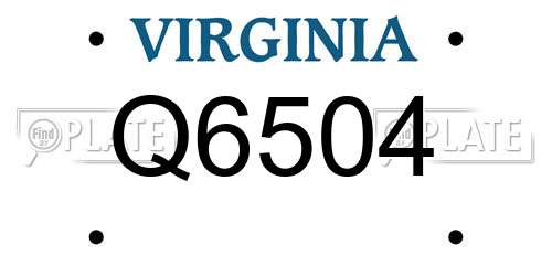 Q6504 Virginia License Plate