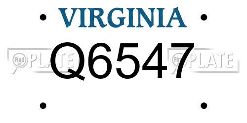 Q6547 Virginia License Plate