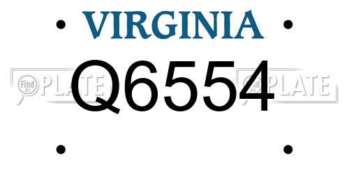 Q6554 Virginia License Plate