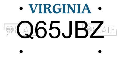 Q65JBZ Virginia License Plate