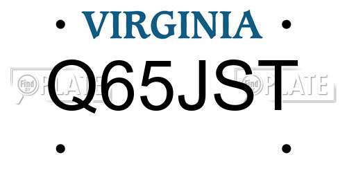 Q65JST Virginia License Plate