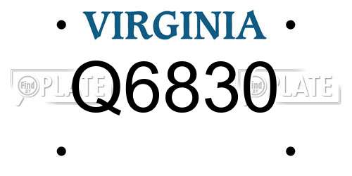 Q6830 Virginia License Plate