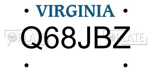 Q68JBZ Virginia License Plate