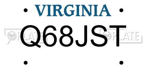Q68JST Virginia License Plate