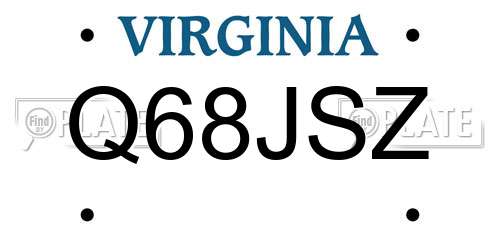 Q68JSZ Virginia License Plate
