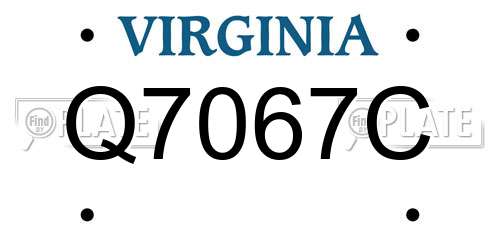 Q7067C Virginia License Plate