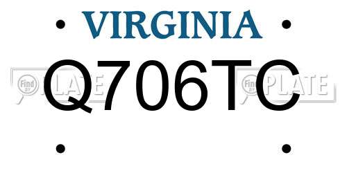 Q706TC Virginia License Plate
