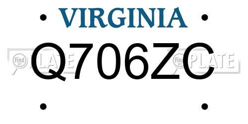 Q706ZC Virginia License Plate