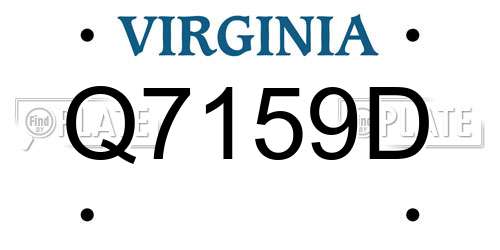 Q7159D Virginia License Plate