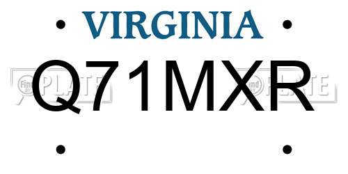 Q71MXR Virginia License Plate