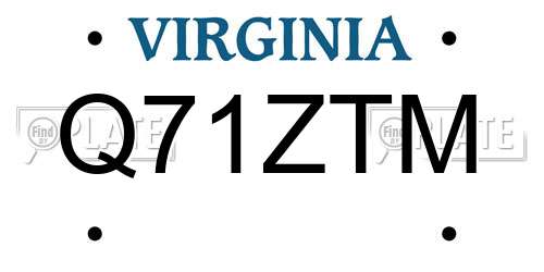 Q71ZTM Virginia License Plate