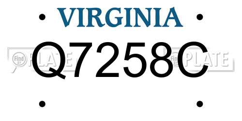 Q7258C Virginia License Plate