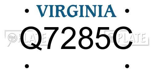 Q7285C Virginia License Plate