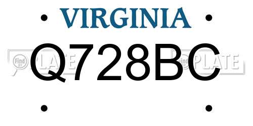 Q728BC Virginia License Plate