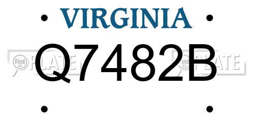 Q7482B Virginia License Plate