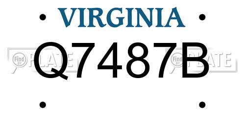 Q7487B Virginia License Plate