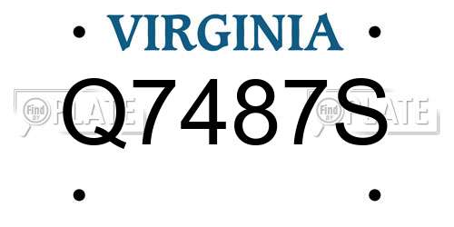 Q7487S Virginia License Plate