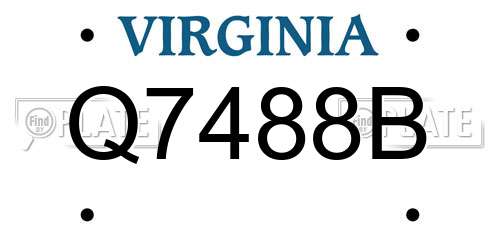 Q7488B Virginia License Plate