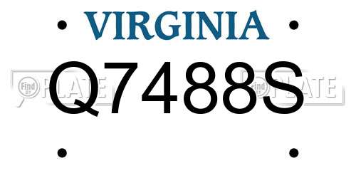 Q7488S Virginia License Plate