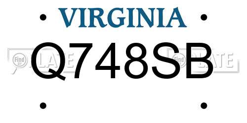 Q748SB Virginia License Plate