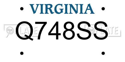 Q748SS Virginia License Plate