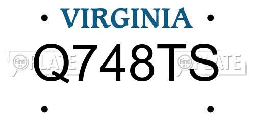 Q748TS Virginia License Plate