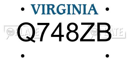 Q748ZB Virginia License Plate