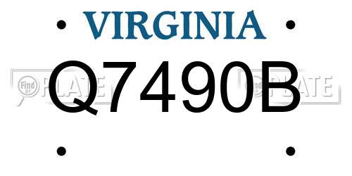 Q7490B Virginia License Plate