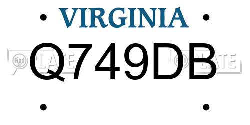 Q749DB Virginia License Plate