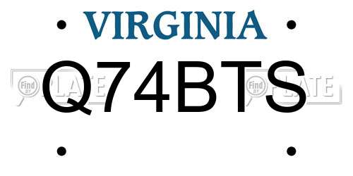 Q74BTS Virginia License Plate