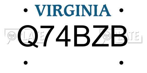 Q74BZB Virginia License Plate