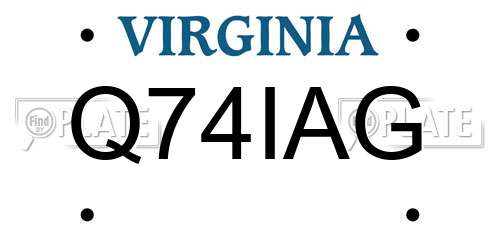 Q74IAG Virginia License Plate