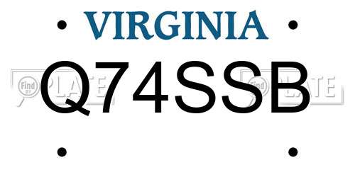 Q74SSB Virginia License Plate