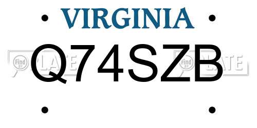 Q74SZB Virginia License Plate
