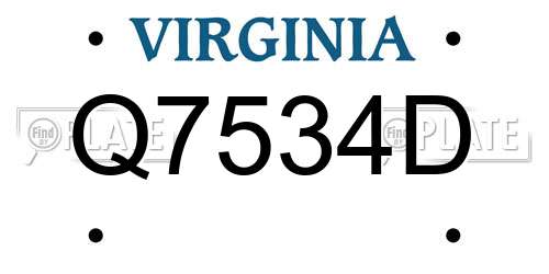 Q7534D Virginia License Plate