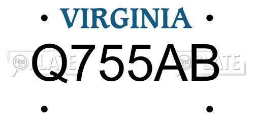 Q755AB Virginia License Plate