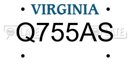 Q755AS Virginia License Plate