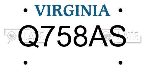 Q758AS Virginia License Plate