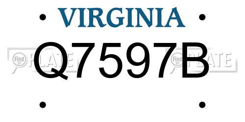 Q7597B Virginia License Plate