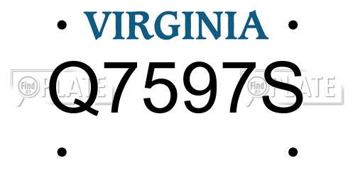 Q7597S Virginia License Plate