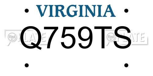 Q759TS Virginia License Plate