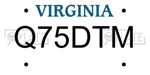 Q75DTM Virginia License Plate