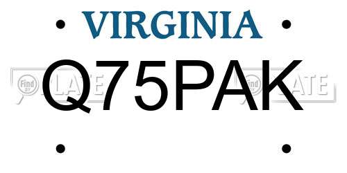 Q75PAK Virginia License Plate