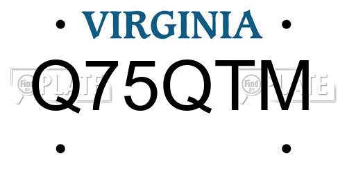 Q75QTM Virginia License Plate