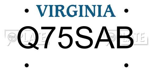 Q75SAB Virginia License Plate